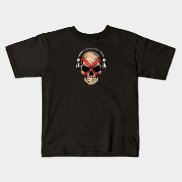 Dark Skull Deejay with Northern Ireland Flag Kids T-Shirt by jeffbartels
